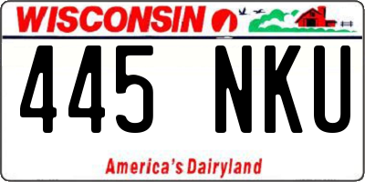 WI license plate 445NKU