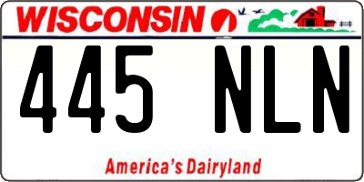 WI license plate 445NLN