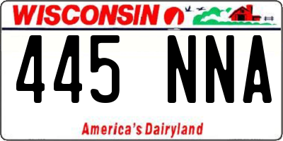 WI license plate 445NNA