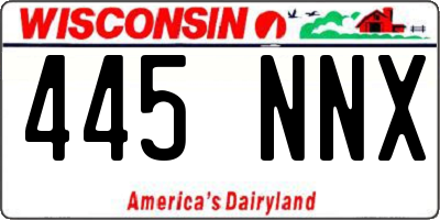 WI license plate 445NNX