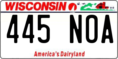 WI license plate 445NOA