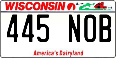 WI license plate 445NOB