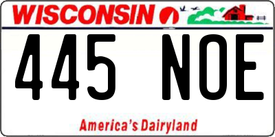 WI license plate 445NOE