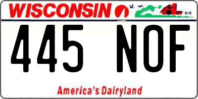 WI license plate 445NOF