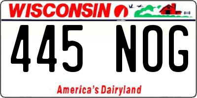 WI license plate 445NOG