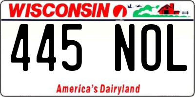 WI license plate 445NOL