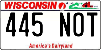 WI license plate 445NOT
