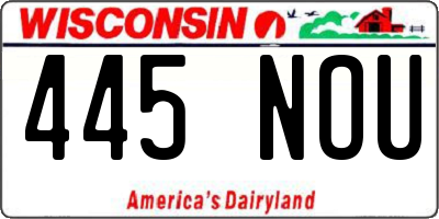 WI license plate 445NOU