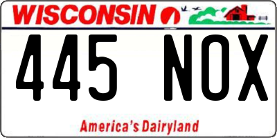 WI license plate 445NOX