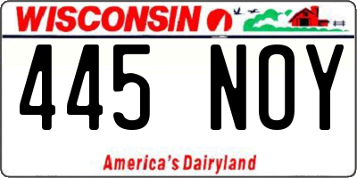 WI license plate 445NOY