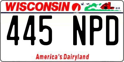 WI license plate 445NPD