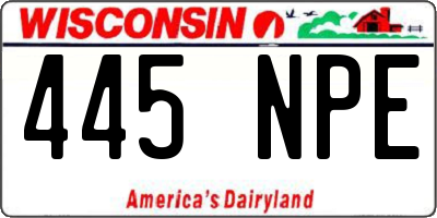 WI license plate 445NPE