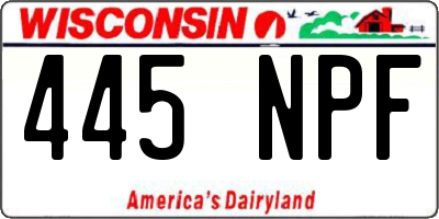 WI license plate 445NPF