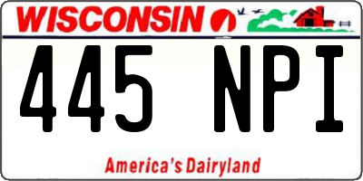 WI license plate 445NPI