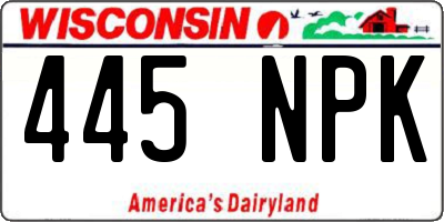 WI license plate 445NPK