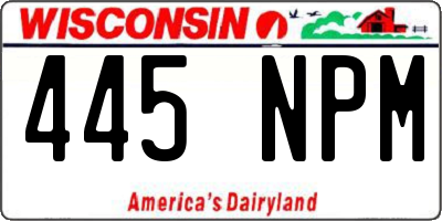 WI license plate 445NPM