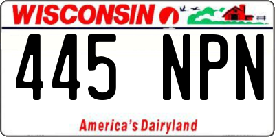 WI license plate 445NPN