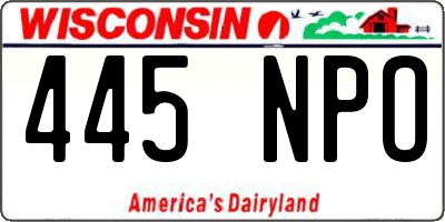 WI license plate 445NPO