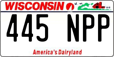 WI license plate 445NPP