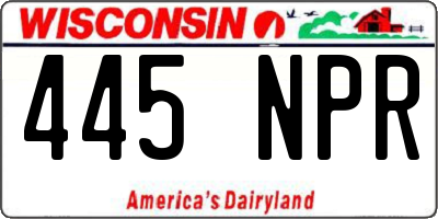 WI license plate 445NPR