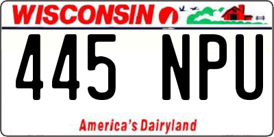 WI license plate 445NPU