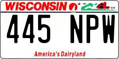 WI license plate 445NPW