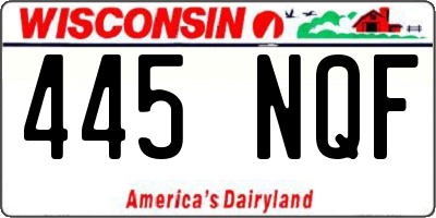 WI license plate 445NQF