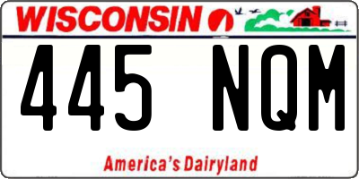 WI license plate 445NQM