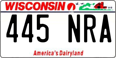 WI license plate 445NRA