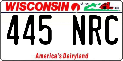 WI license plate 445NRC