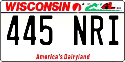 WI license plate 445NRI