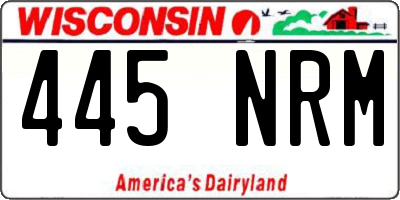 WI license plate 445NRM
