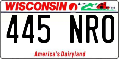 WI license plate 445NRO