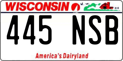 WI license plate 445NSB