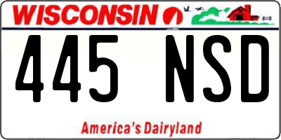 WI license plate 445NSD