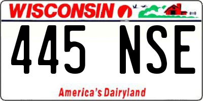 WI license plate 445NSE
