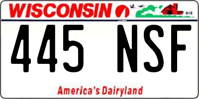 WI license plate 445NSF