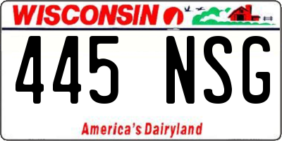 WI license plate 445NSG