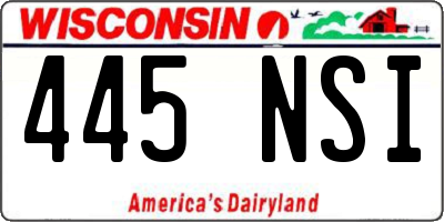 WI license plate 445NSI
