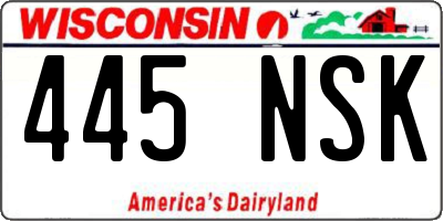 WI license plate 445NSK