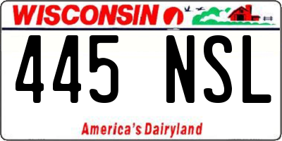 WI license plate 445NSL
