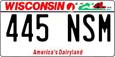 WI license plate 445NSM
