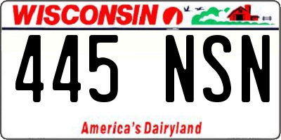 WI license plate 445NSN