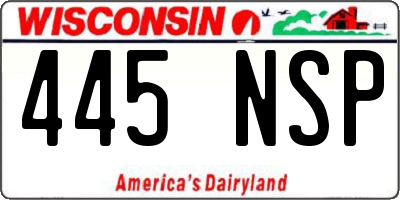 WI license plate 445NSP
