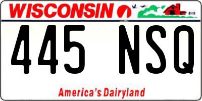 WI license plate 445NSQ