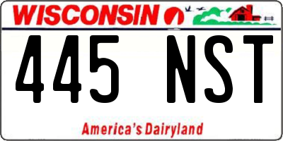 WI license plate 445NST