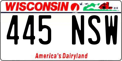 WI license plate 445NSW