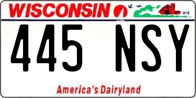 WI license plate 445NSY