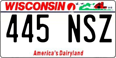 WI license plate 445NSZ