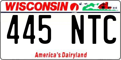 WI license plate 445NTC